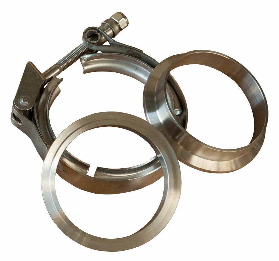 V-Band-Kragenklemmensatz mit 95-mm-V-Band-Ringflanschen für Schalldämpfer  mit ET-Außen- und Innenringen
